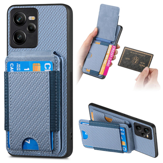 Realme C35 Vertical Flip Wallet Stand Phone Case with Carbon Fibre Pattern