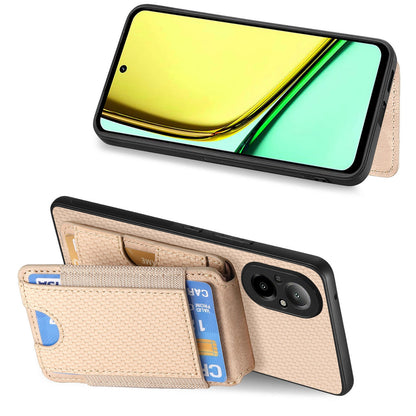 Realme C35 Vertical Flip Wallet Stand Phone Case with Carbon Fibre Pattern
