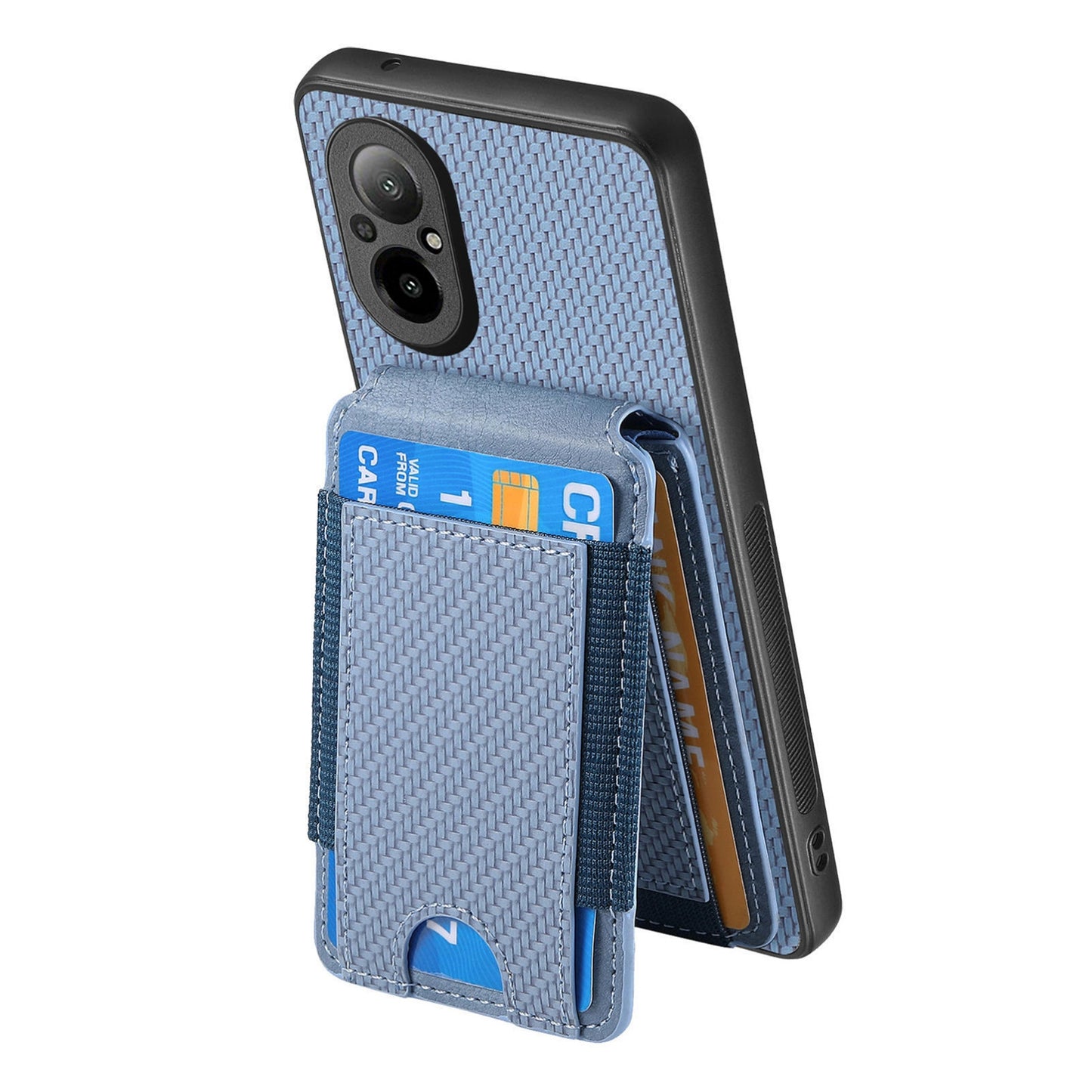 Realme C55 Vertical Flip Wallet Stand Phone Case with Carbon Fibre Pattern