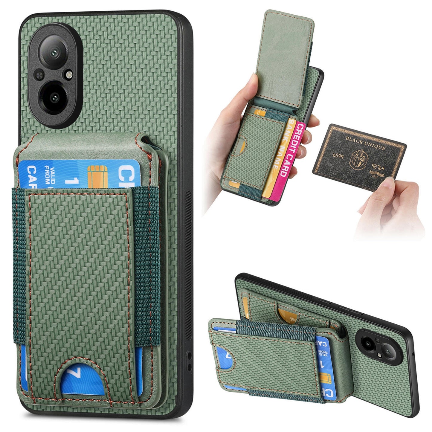 Realme C67 4G Vertical Flip Wallet Stand Phone Case with Carbon Fibre Pattern