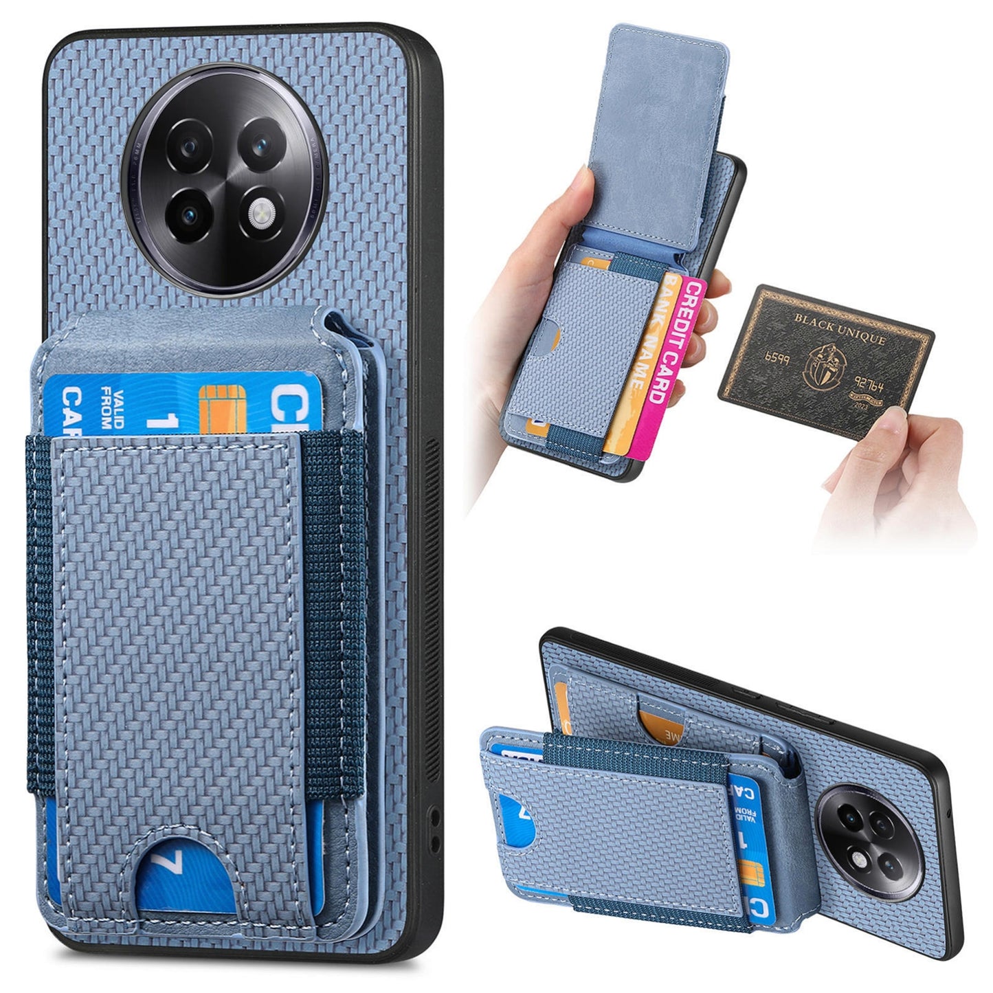 Realme 13 Pro Vertical Flip Wallet Stand Phone Case with Carbon Fibre Pattern
