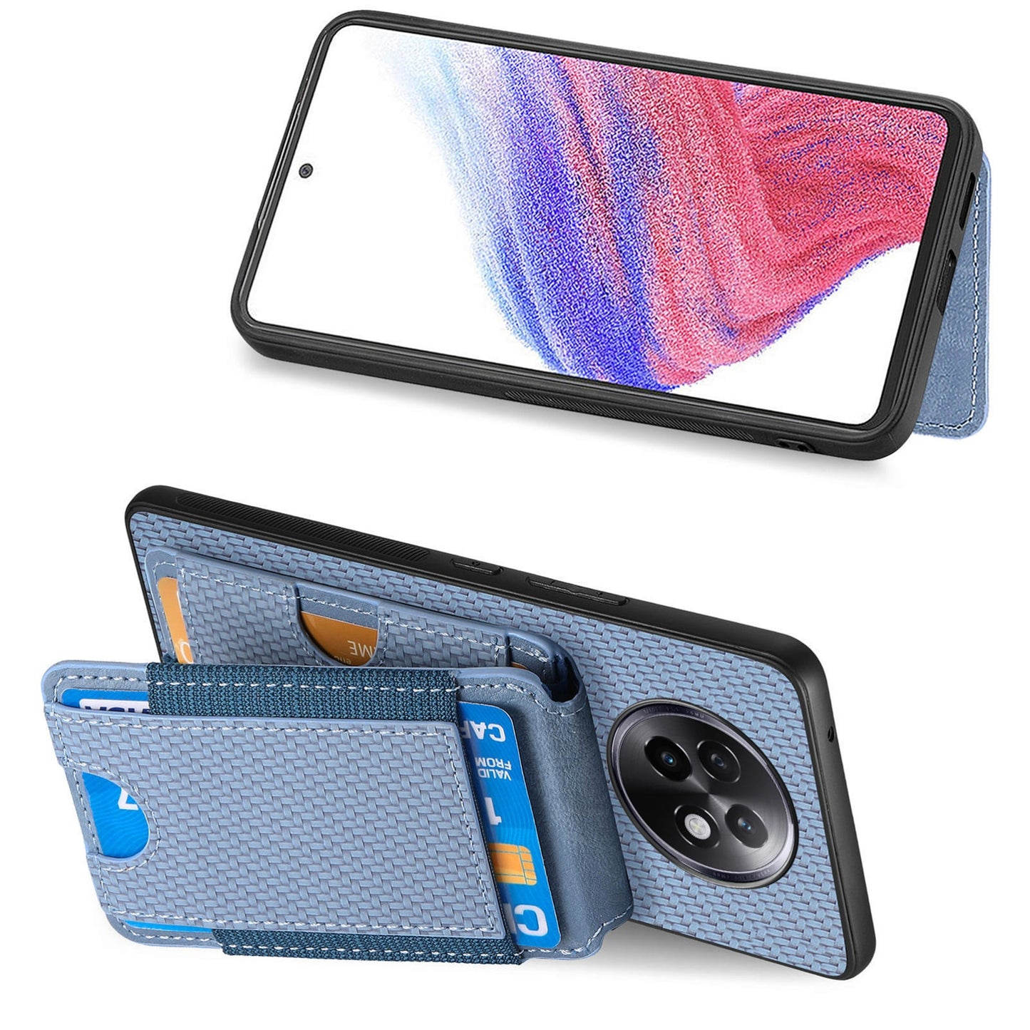 Realme 13 Pro Vertical Flip Wallet Stand Phone Case with Carbon Fibre Pattern