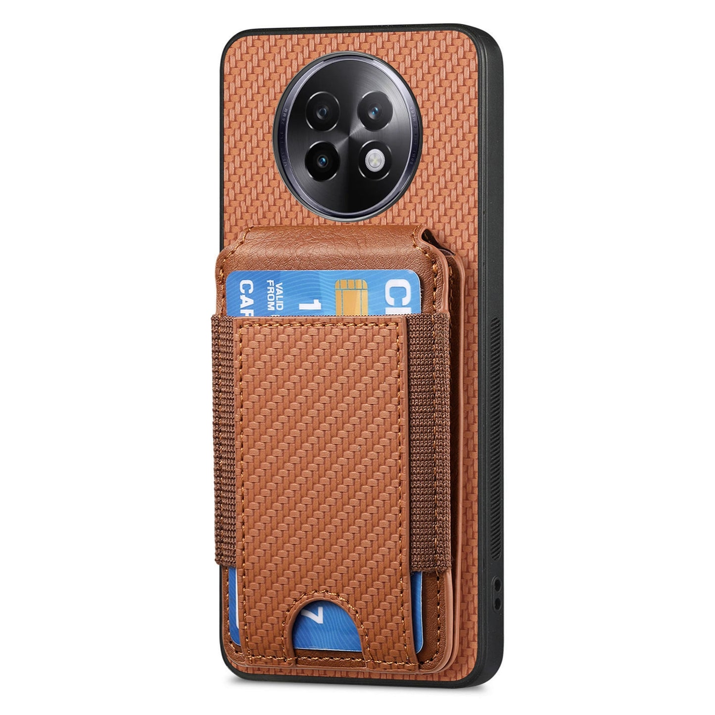 Realme 13+ Vertical Flip Wallet Stand Phone Case with Carbon Fibre Pattern