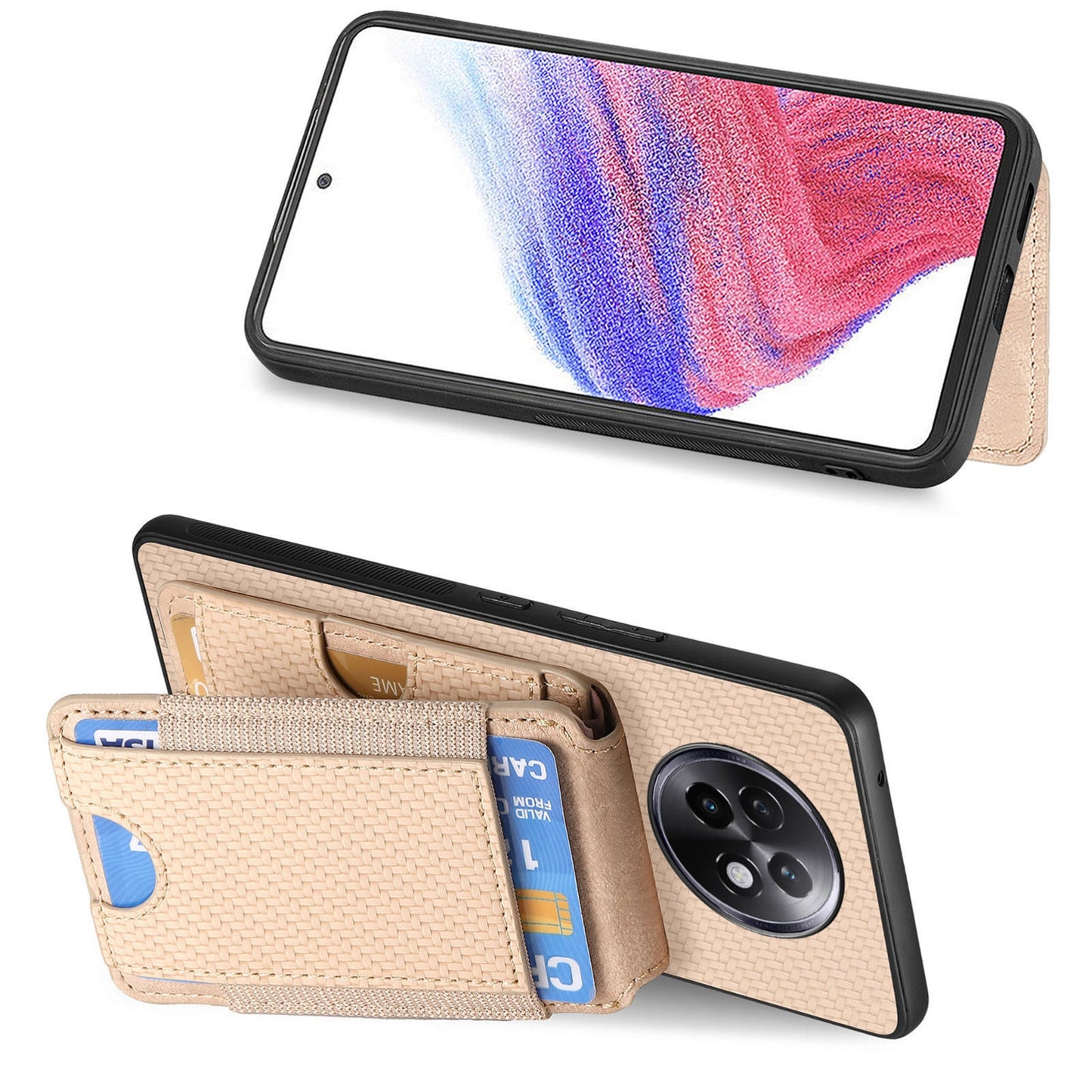 Realme 13 Pro Vertical Flip Wallet Stand Phone Case with Carbon Fibre Pattern