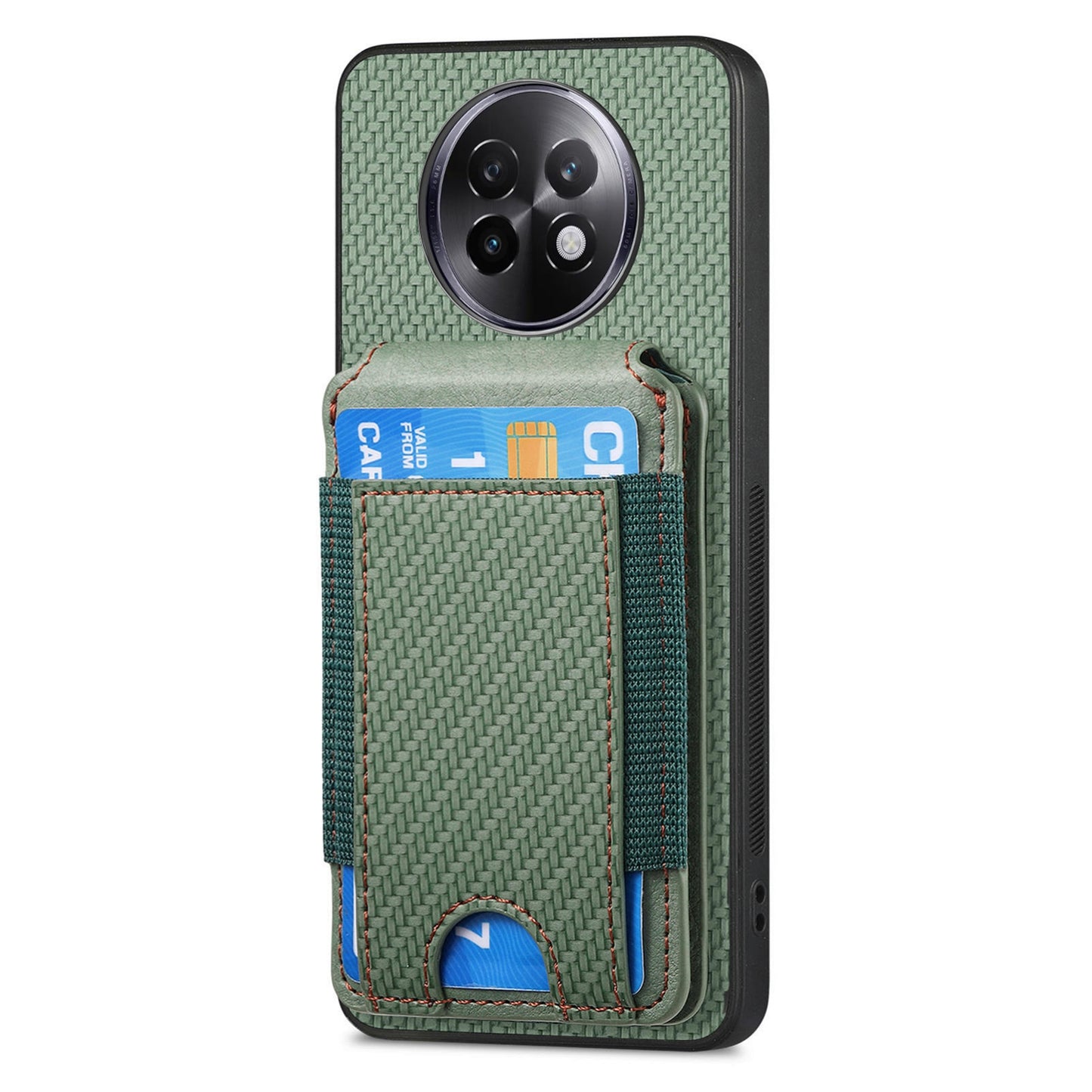 Realme 13+ Vertical Flip Wallet Stand Phone Case with Carbon Fibre Pattern