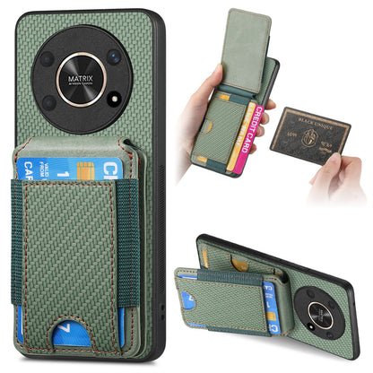 Honor X30 Vertical Flip Wallet Stand Phone Case with Carbon Fibre Pattern