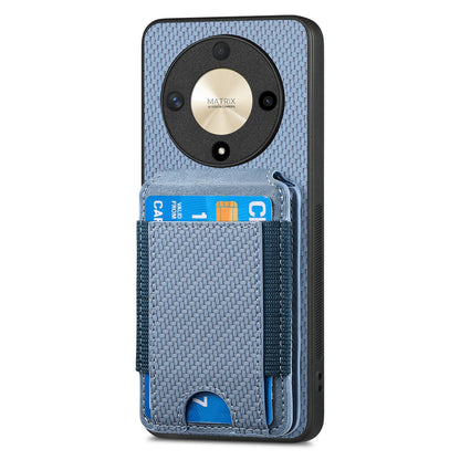 Honor Magic4 Pro Vertical Flip Wallet Stand Phone Case with Carbon Fibre Pattern