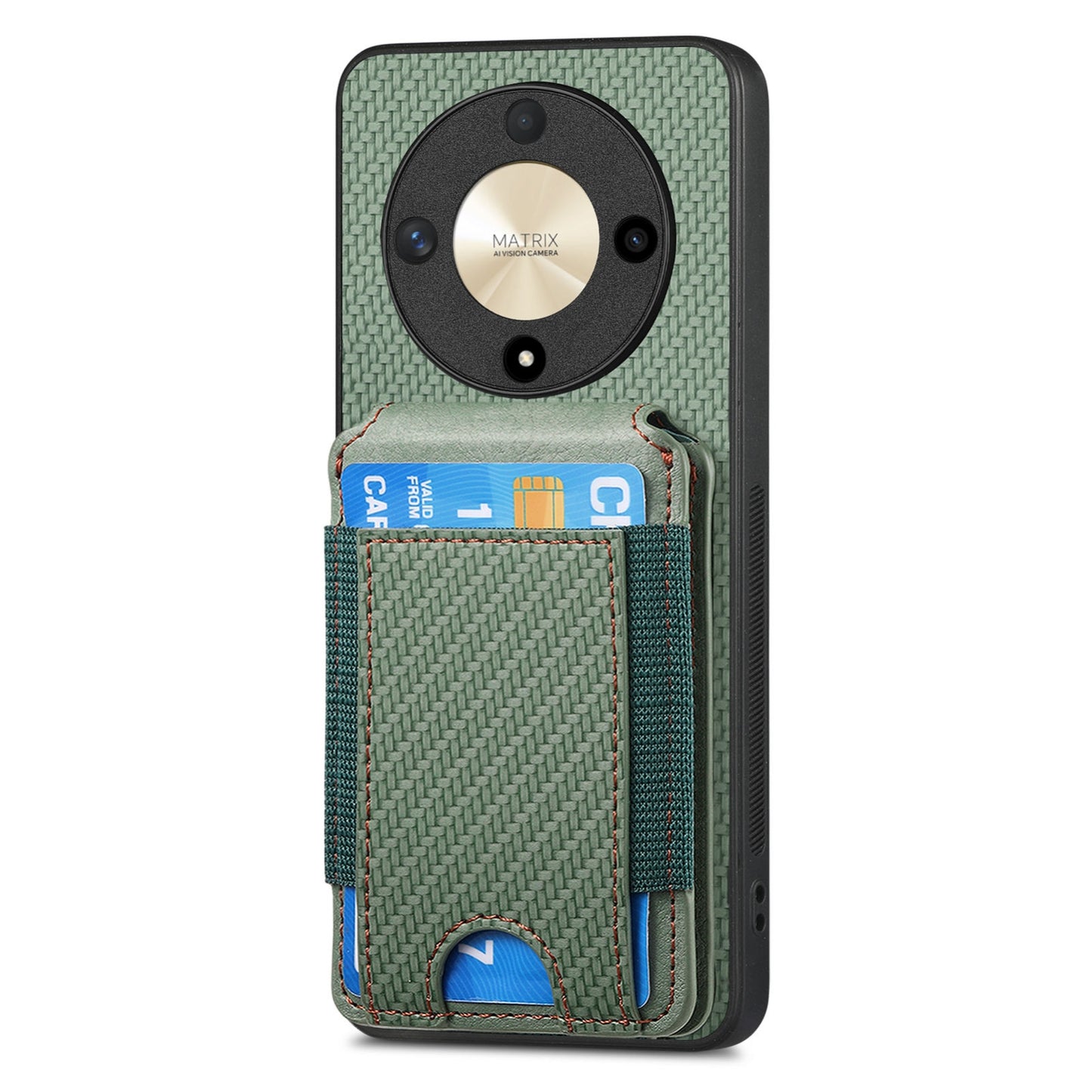 Honor Magic4 Pro Vertical Flip Wallet Stand Phone Case with Carbon Fibre Pattern
