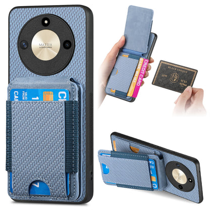 Honor X40 Vertical Flip Wallet Stand Phone Case with Carbon Fibre Pattern