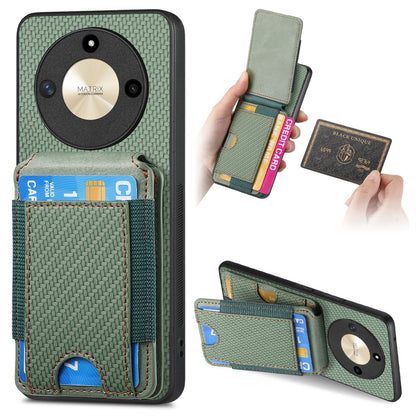 Honor X9a Vertical Flip Wallet Stand Phone Case with Carbon Fibre Pattern