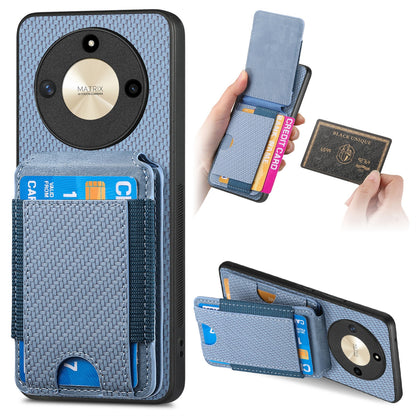 Honor X50 5G Vertical Flip Wallet Stand Phone Case with Carbon Fibre Pattern