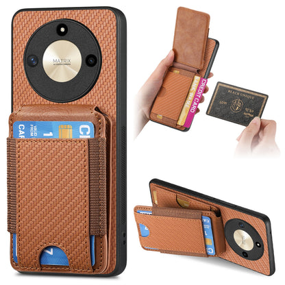 Honor X50 5G Vertical Flip Wallet Stand Phone Case with Carbon Fibre Pattern