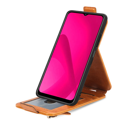 Oukitel C51 Zipper Wallet Case - Vertical Flip Leather Phone Cover with Multiple Card Slots and Stand