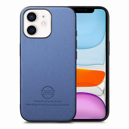 iPhone 11 Case - Vegan Leather and Twill Fabric Skin with Anti-Scratch and Drop Protection Back Phone Case