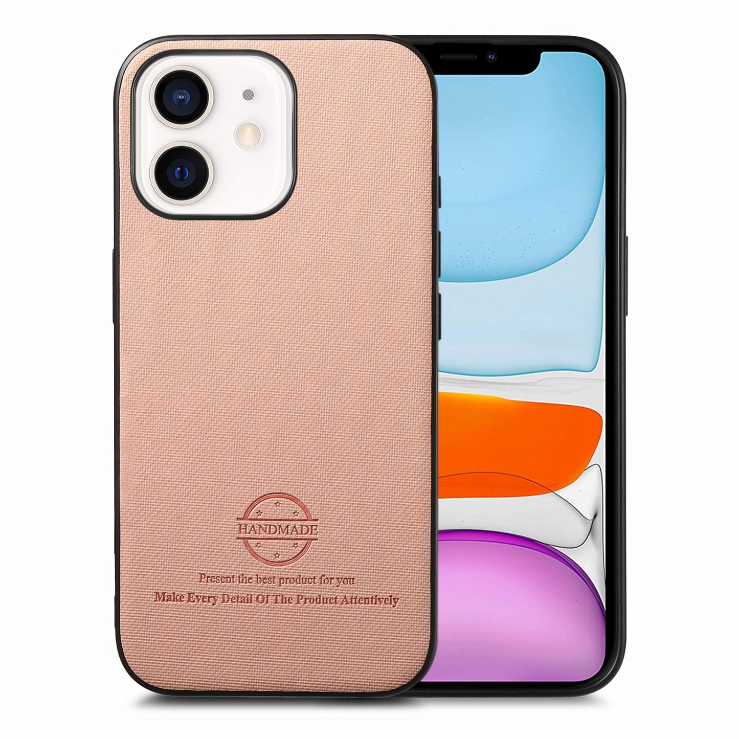 iPhone 11 Case - Vegan Leather and Twill Fabric Skin with Anti-Scratch and Drop Protection Back Phone Case