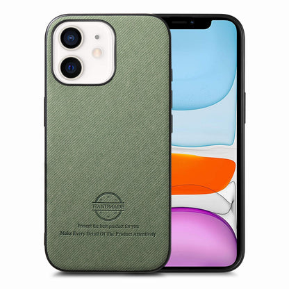 iPhone 11 Case - Vegan Leather and Twill Fabric Skin with Anti-Scratch and Drop Protection Back Phone Case
