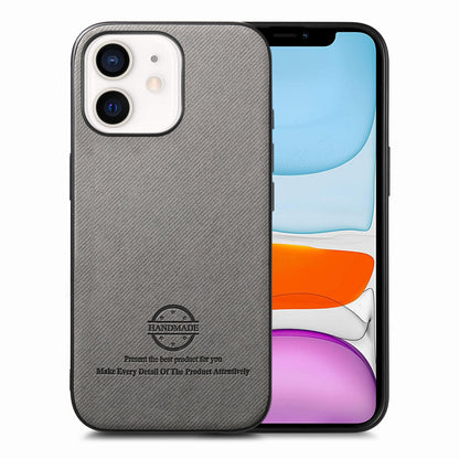 iPhone 11 Case - Vegan Leather and Twill Fabric Skin with Anti-Scratch and Drop Protection Back Phone Case