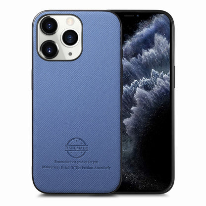 iPhone 11 Pro Case - Vegan Leather and Twill Fabric Skin with Anti-Scratch and Drop Protection Back Phone Case