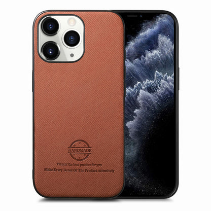 iPhone 11 Pro Case - Vegan Leather and Twill Fabric Skin with Anti-Scratch and Drop Protection Back Phone Case