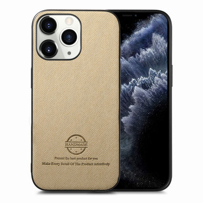 iPhone 11 Pro Case - Vegan Leather and Twill Fabric Skin with Anti-Scratch and Drop Protection Back Phone Case