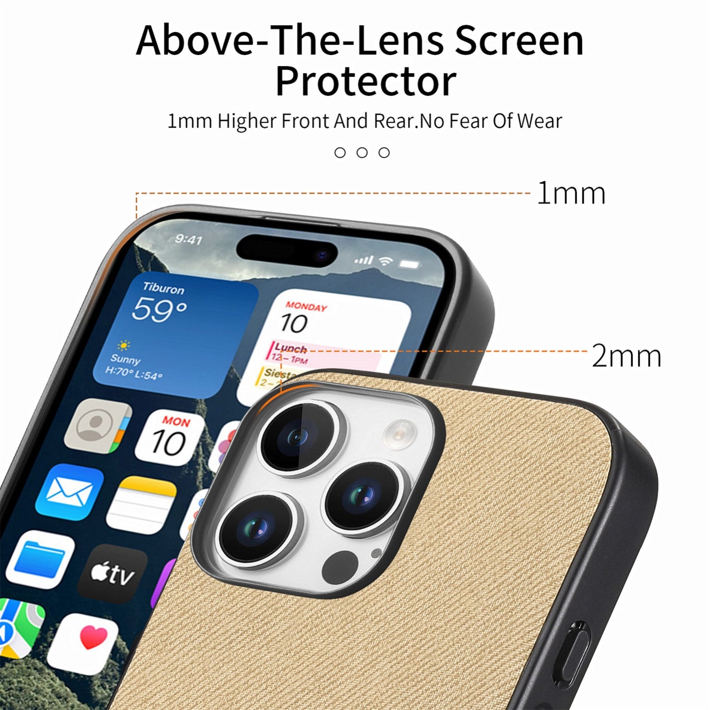 iPhone 11 Pro Case - Vegan Leather and Twill Fabric Skin with Anti-Scratch and Drop Protection Back Phone Case