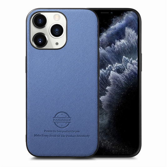 iPhone 11 Pro Max Case - Vegan Leather and Twill Fabric Skin with Anti-Scratch and Drop Protection Back Phone Case