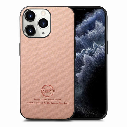 iPhone 11 Pro Max Case - Vegan Leather and Twill Fabric Skin with Anti-Scratch and Drop Protection Back Phone Case