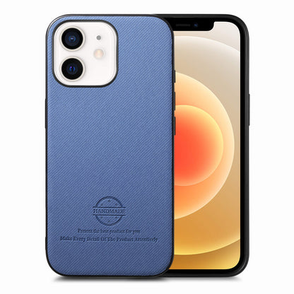 iPhone 12 Case - Vegan Leather and Twill Fabric Skin with Anti-Scratch and Drop Protection Back Phone Case