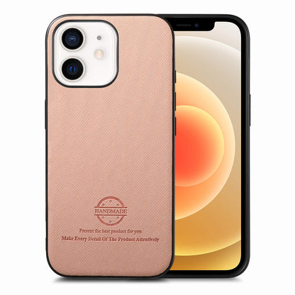 iPhone 12 Case - Vegan Leather and Twill Fabric Skin with Anti-Scratch and Drop Protection Back Phone Case