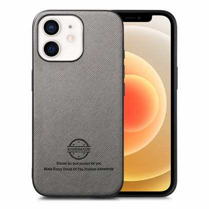 iPhone 12 Case - Vegan Leather and Twill Fabric Skin with Anti-Scratch and Drop Protection Back Phone Case