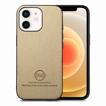 iPhone 12 Case - Vegan Leather and Twill Fabric Skin with Anti-Scratch and Drop Protection Back Phone Case