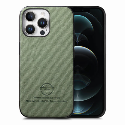 iPhone 12 Pro Case - Vegan Leather and Twill Fabric Skin with Anti-Scratch and Drop Protection Back Phone Case