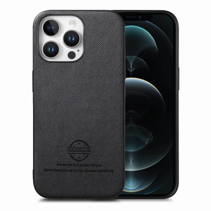 iPhone 12 Pro Case - Vegan Leather and Twill Fabric Skin with Anti-Scratch and Drop Protection Back Phone Case