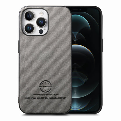 iPhone 12 Pro Max Case - Vegan Leather and Twill Fabric Skin with Anti-Scratch and Drop Protection Back Phone Case