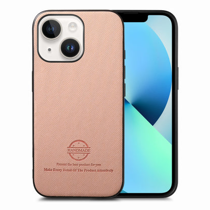 iPhone 13 Case - Vegan Leather and Twill Fabric Skin with Anti-Scratch and Drop Protection Back Phone Case