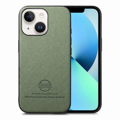iPhone 13 Case - Vegan Leather and Twill Fabric Skin with Anti-Scratch and Drop Protection Back Phone Case