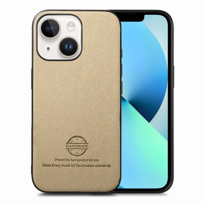 iPhone 13 Case - Vegan Leather and Twill Fabric Skin with Anti-Scratch and Drop Protection Back Phone Case