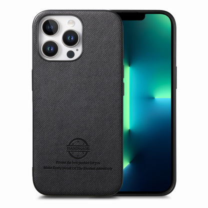 iPhone 13 Pro Case - Vegan Leather and Twill Fabric Skin with Anti-Scratch and Drop Protection Back Phone Case