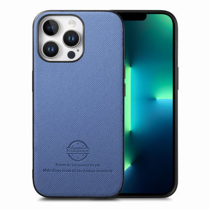 iPhone 13 Pro Max Case - Vegan Leather and Twill Fabric Skin with Anti-Scratch and Drop Protection Back Phone Case