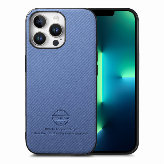 iPhone 13 Pro Max Case - Vegan Leather and Twill Fabric Skin with Anti-Scratch and Drop Protection Back Phone Case