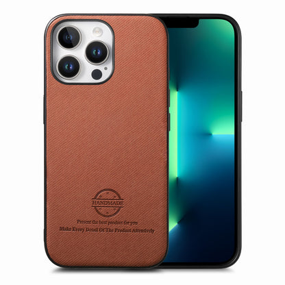 iPhone 13 Pro Max Case - Vegan Leather and Twill Fabric Skin with Anti-Scratch and Drop Protection Back Phone Case