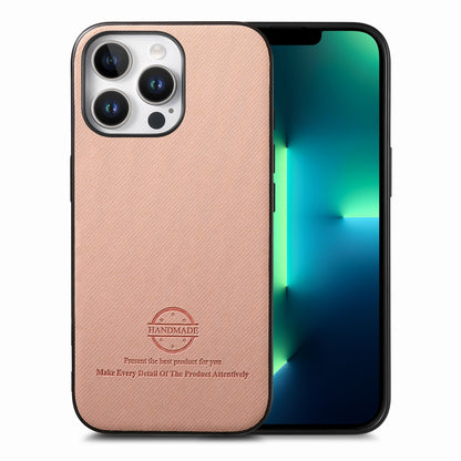 iPhone 13 Pro Max Case - Vegan Leather and Twill Fabric Skin with Anti-Scratch and Drop Protection Back Phone Case