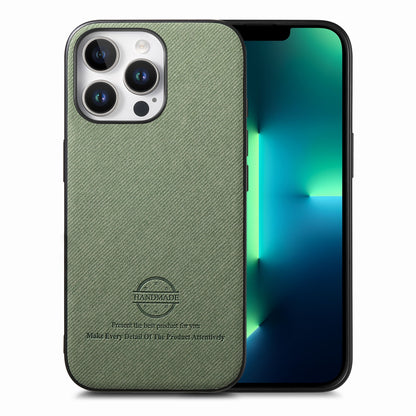 iPhone 13 Pro Max Case - Vegan Leather and Twill Fabric Skin with Anti-Scratch and Drop Protection Back Phone Case