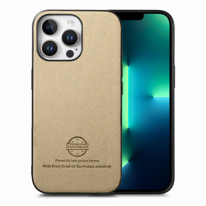 iPhone 13 Pro Max Case - Vegan Leather and Twill Fabric Skin with Anti-Scratch and Drop Protection Back Phone Case