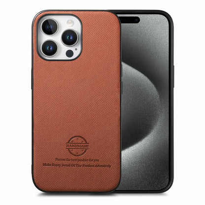 iPhone 15 Pro Case - Vegan Leather and Twill Fabric Skin with Anti-Scratch and Drop Protection Back Phone Case