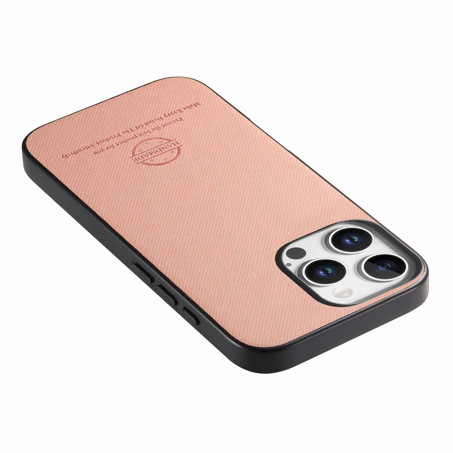 iPhone 15 Pro Case - Vegan Leather and Twill Fabric Skin with Anti-Scratch and Drop Protection Back Phone Case