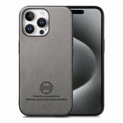 iPhone 15 Pro Case - Vegan Leather and Twill Fabric Skin with Anti-Scratch and Drop Protection Back Phone Case