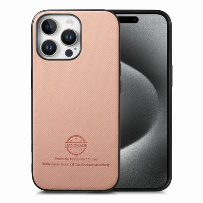 iPhone 15 Pro Max Case - Vegan Leather and Twill Fabric Skin with Anti-Scratch and Drop Protection Back Phone Case