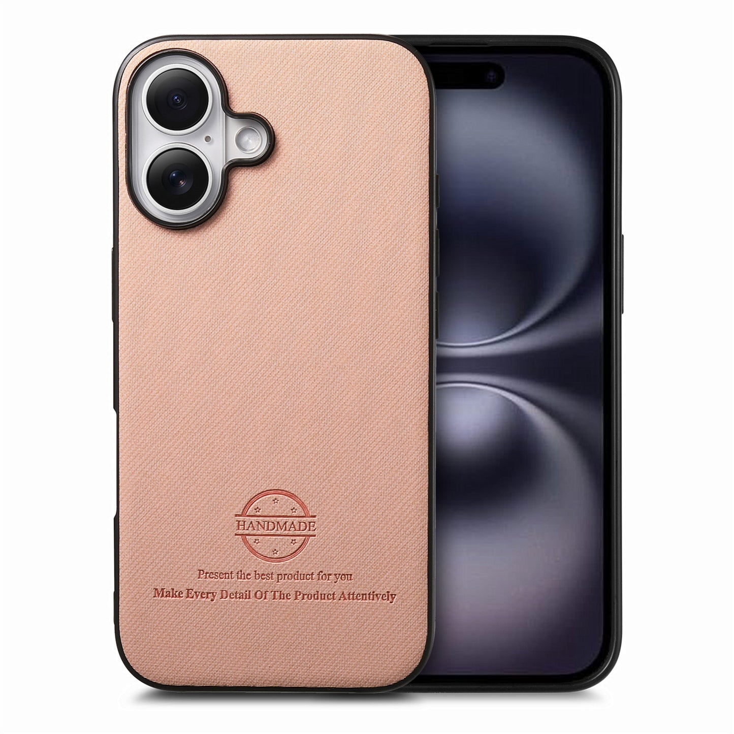 iPhone 16 Case - Vegan Leather and Twill Fabric Skin with Anti-Scratch and Drop Protection Back Phone Case