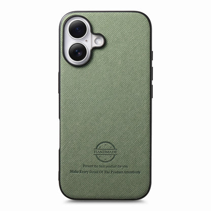 iPhone 16 Case - Vegan Leather and Twill Fabric Skin with Anti-Scratch and Drop Protection Back Phone Case